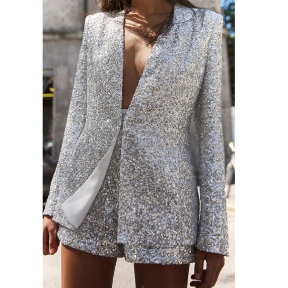 Zara Pants - Zara Sequin High Waisted Shorts Size XS